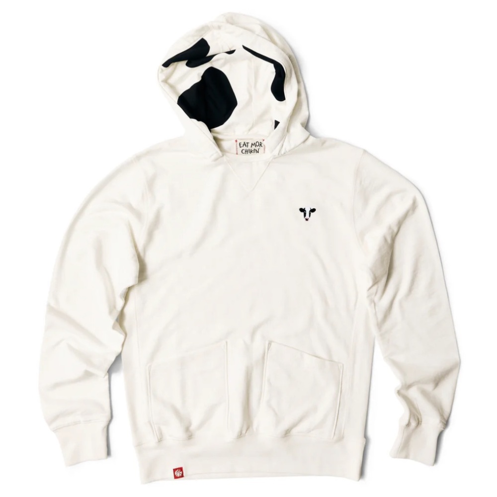 Chick-fil-a Lightweight Cow Pullover Hooded Sweatshirt NWOT Size XS Off White